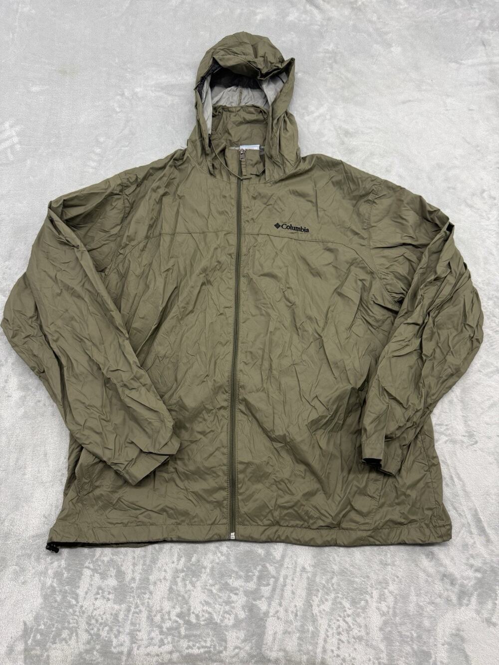 Columbia Windbreaker Jacket Men's Size 2XL Green Lightweight Packable Waterproof
